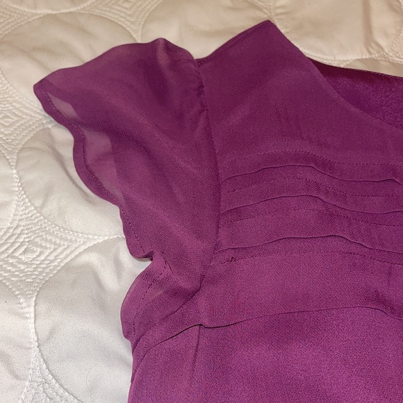 Merona Magenta Chiffon Fully Lined Flounce Sleeve Blouse - Picture 3 of 12